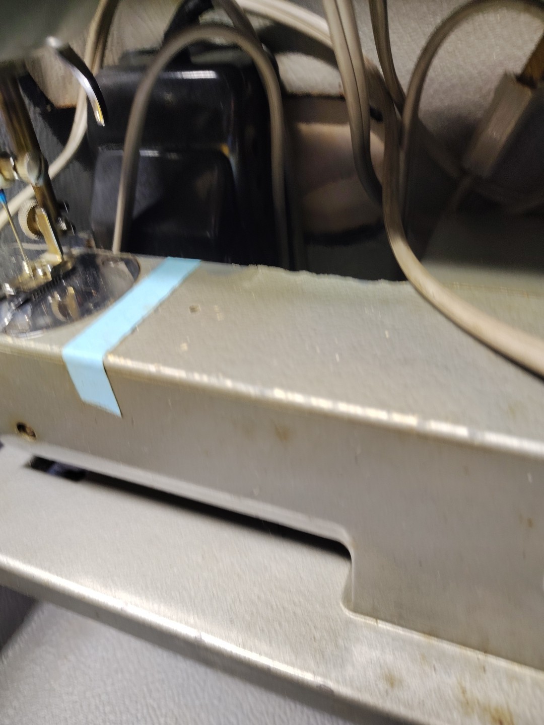 Vintage Portman Sewing Machine Compact Case Pedal Attachments