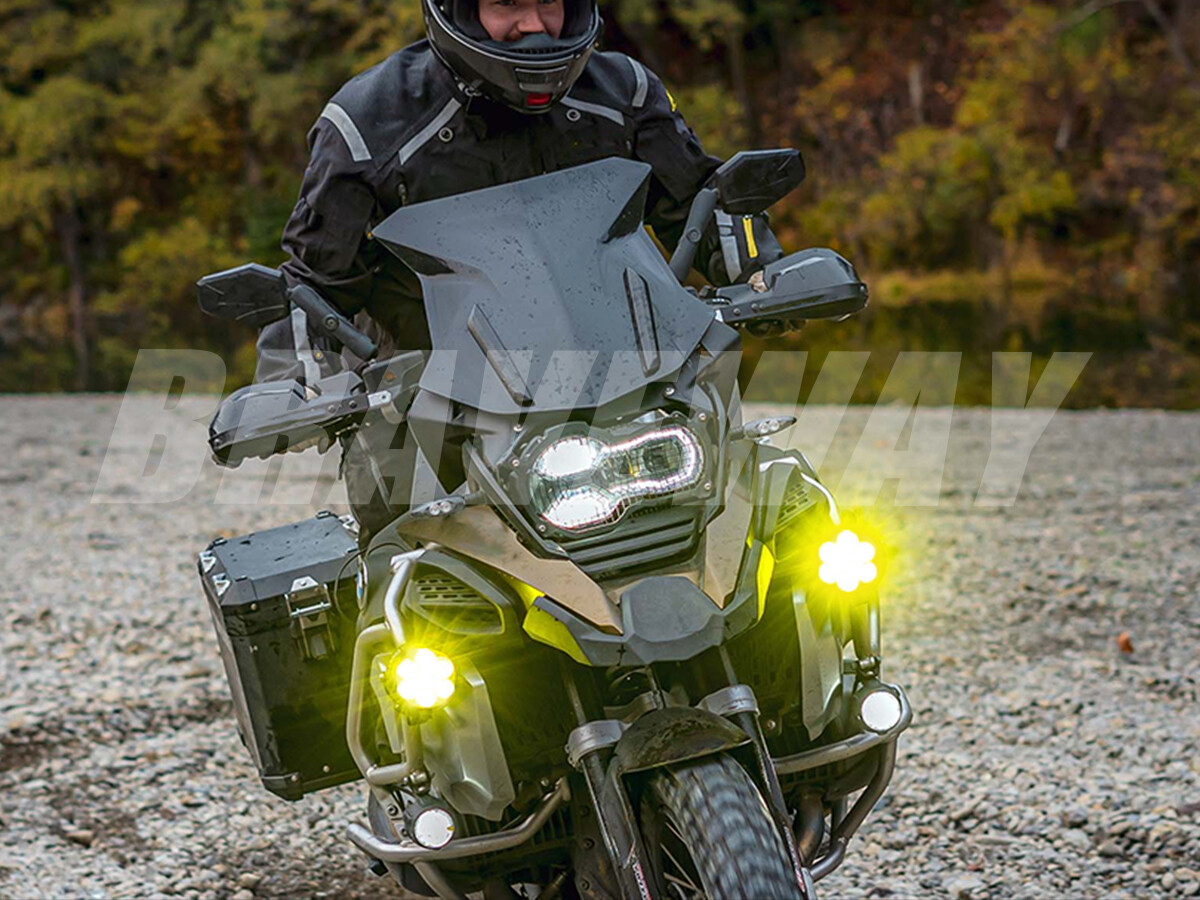 Pair Yellow White Motorcycle LED Spot Light Auxiliary Headlight Fog Driving Lamp