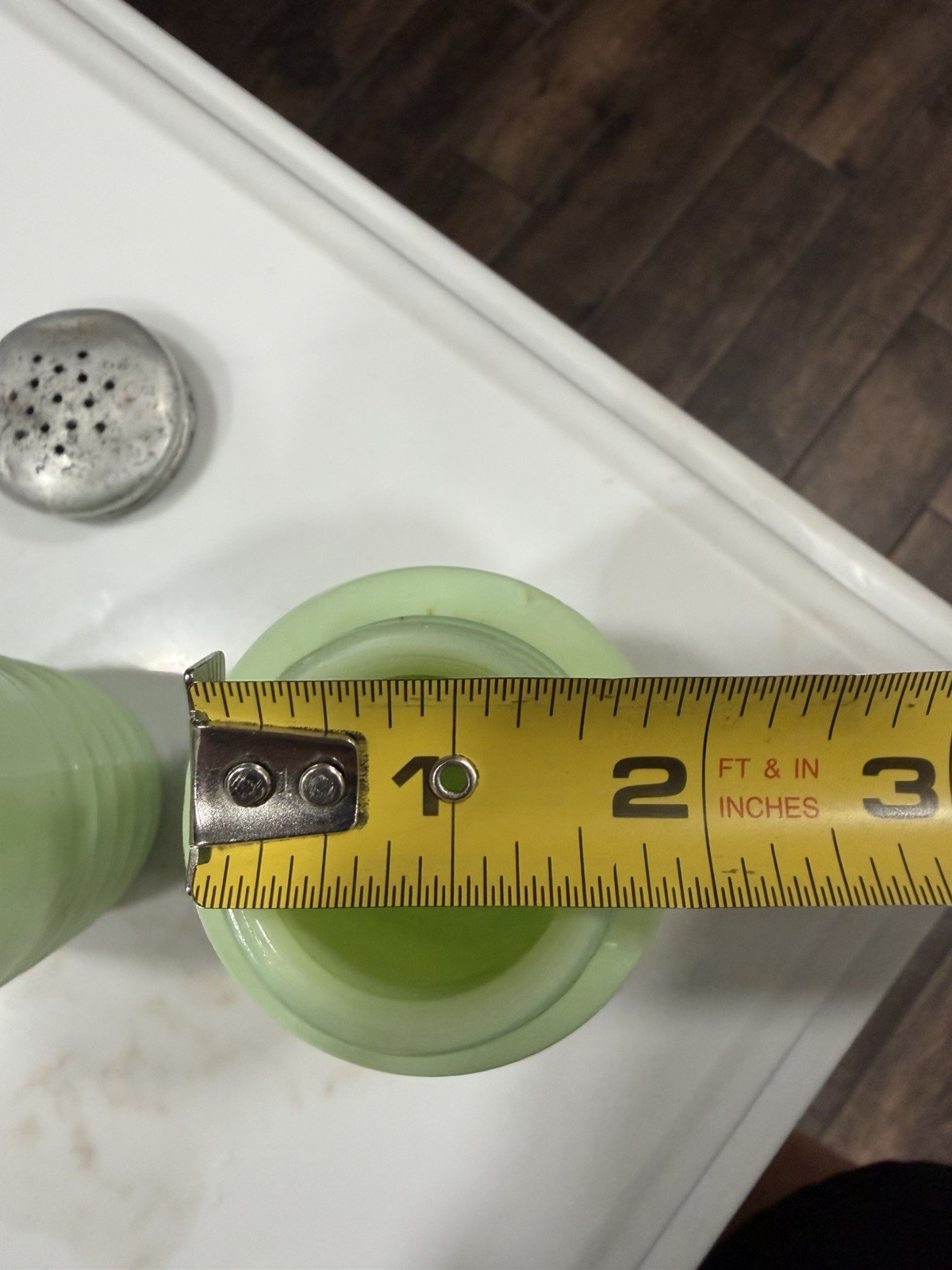 Jeannette Jadeite Beehive Salt & Pepper Shakers 1930's Uranium Glass