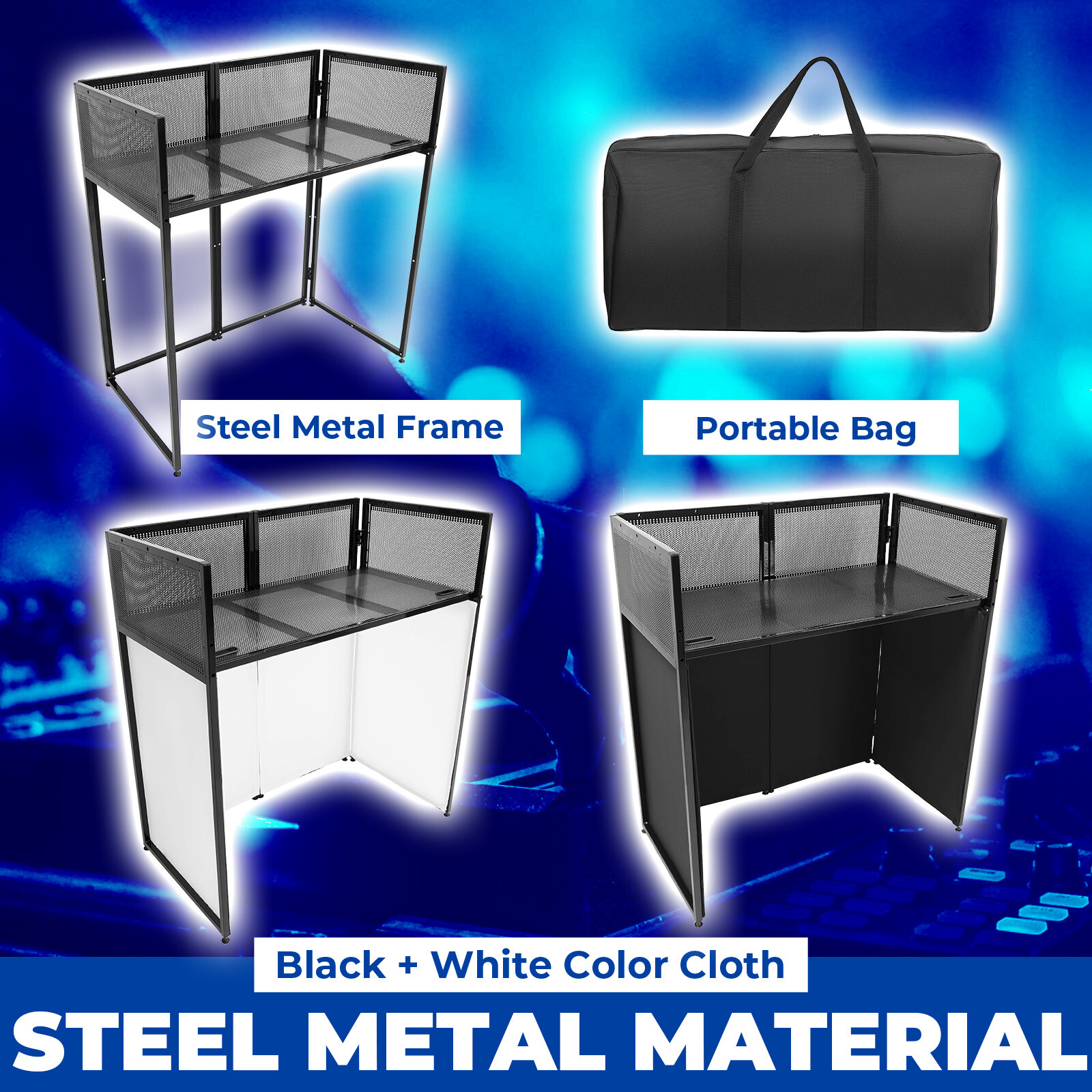 20x40x45" DJ Booth Facade Table Station Event w/Bag Scrims + Foldable Tabletop