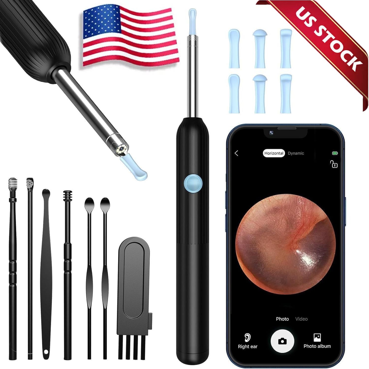 Wireless Ear Wax Remover Set with 8 Ear Set, Ear Cleaner Removal Kit with Camera