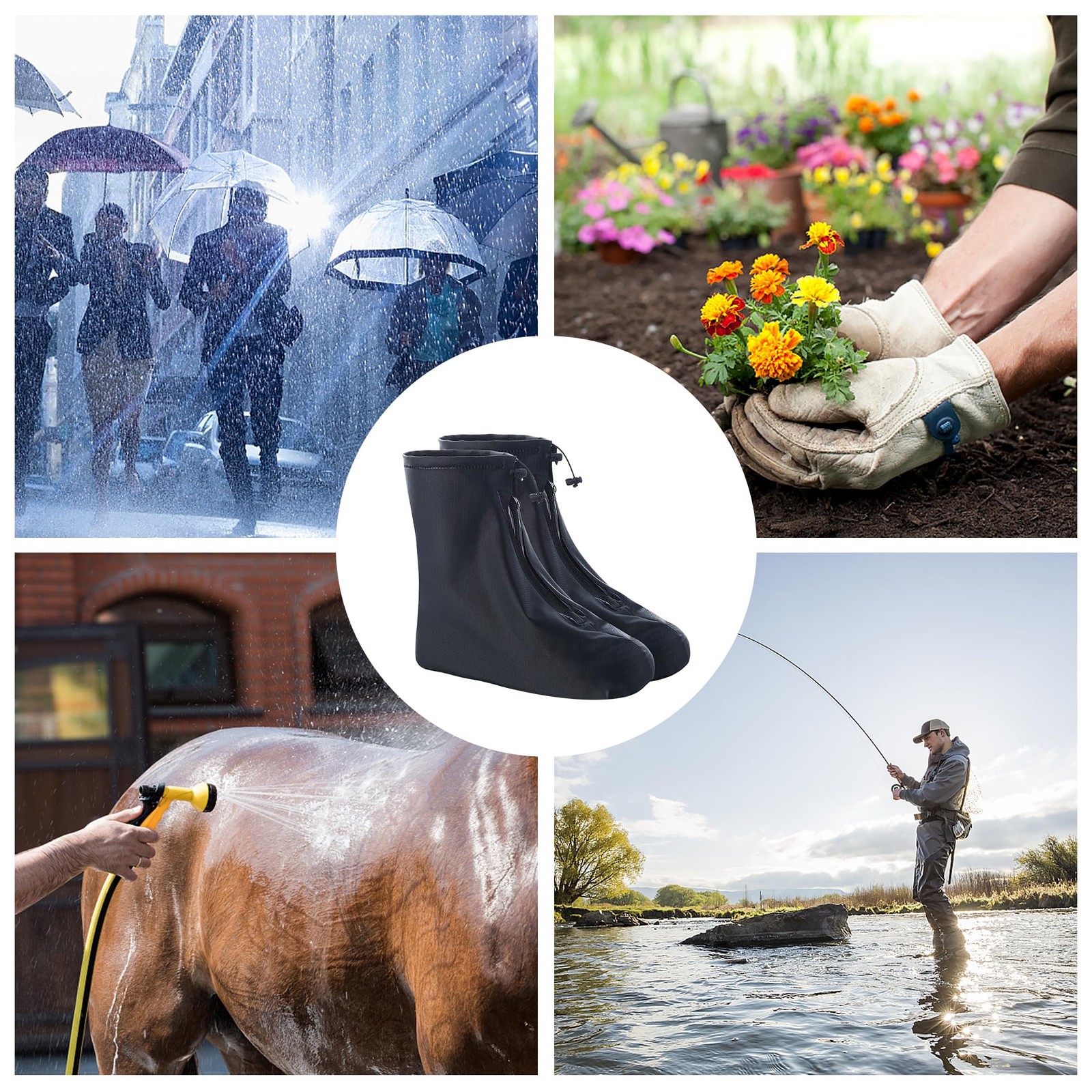 Fundas reutilizables para zapatos de lluvia, impermeables, con cremallera