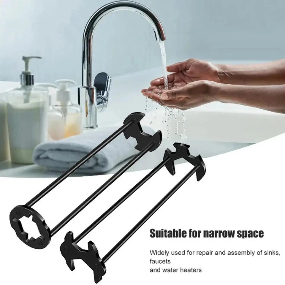 Multifunctional Sink Wrench Set, 2-Pack Basin and Faucet Wrench Tool with Fou.