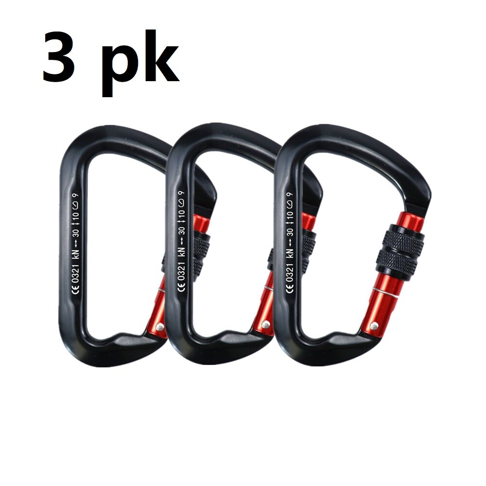 30KN Heavy Duty Screwgate Locking Carabiner D-Ring Clip Hook for Climbing Caving