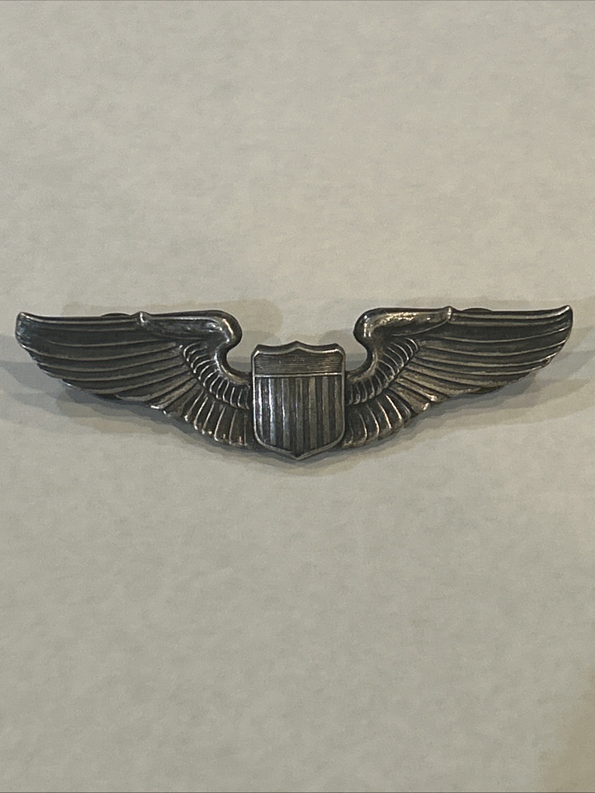 WWII USAAF Pilot Wings 3" Sterling Silver Army Air Forces Aviator Pin Military