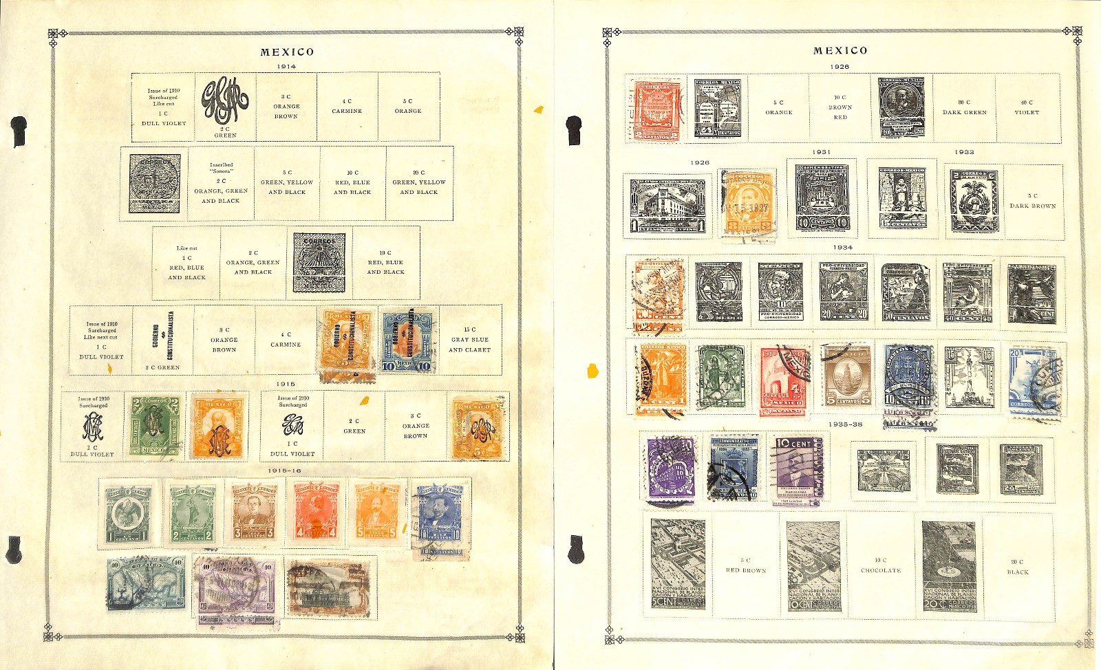 Mexico Stamp Collection on 25 Scott International Pages, 1856-1958 (BD)
