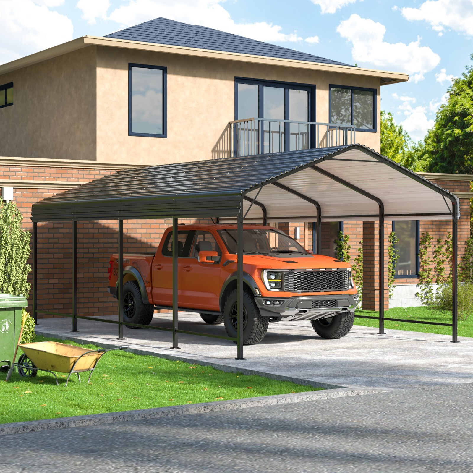 12x20 FT Metal Carport Heavy Duty Galvanized Shelter