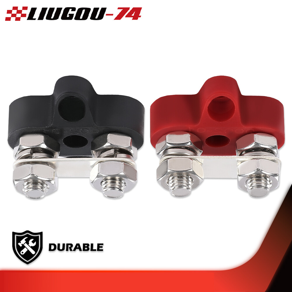 Red Black Junction Block Power Post Insulated Terminal Stud Battery 5/16" Ring