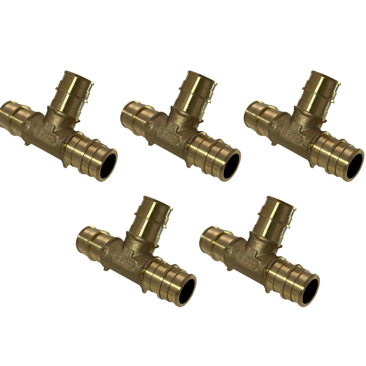 5 Pack XFITTING 3/4" PEX-A Expansion Tee, F1960 Tee, Lead Free Brass