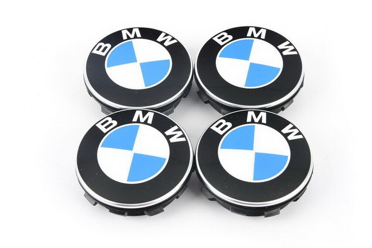 Genuine BMW Blue White Floating Alloy Wheel Center 56mm 68mm Hub Caps