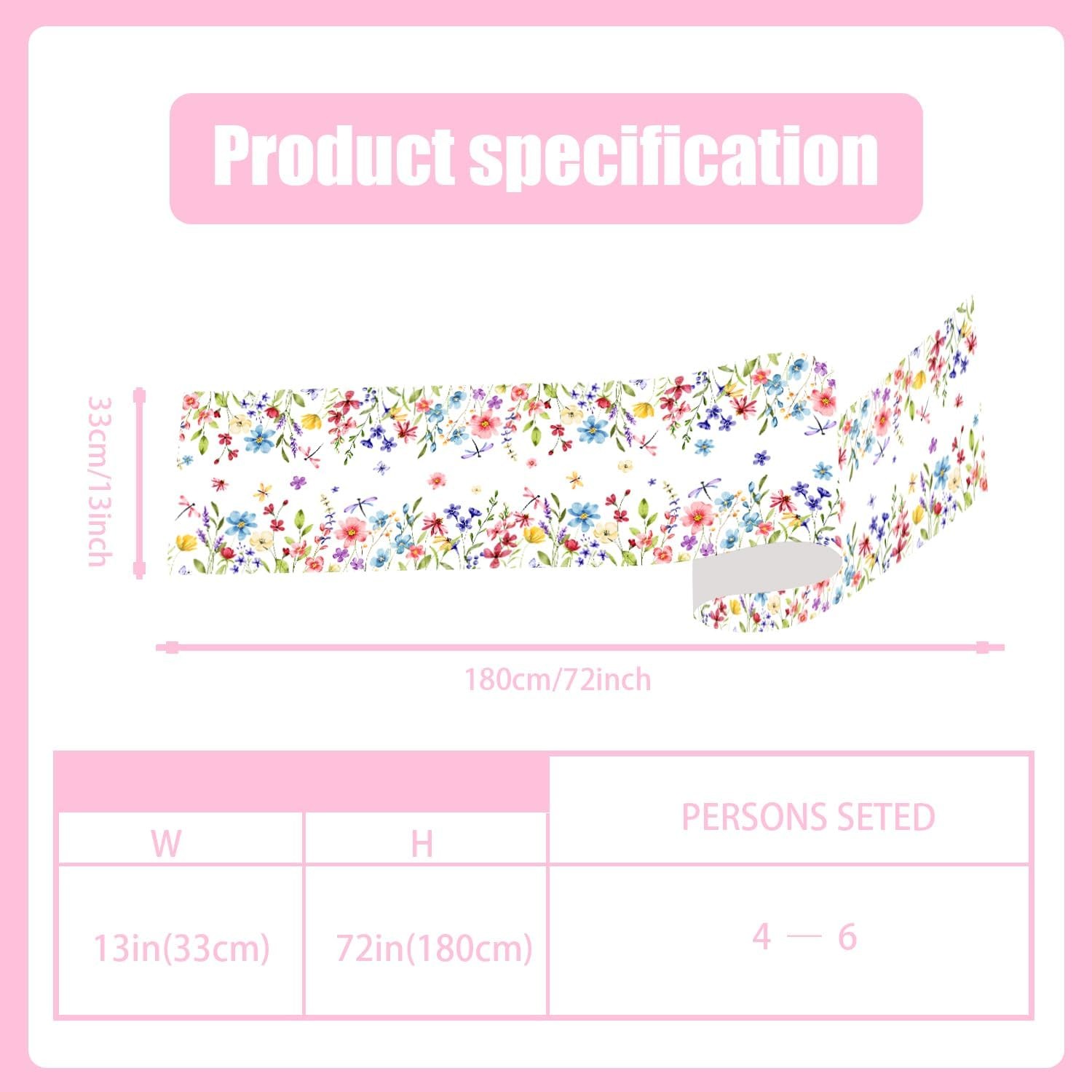 Flowers Spring Table Runner 13x72 Inch Spring Summer Easter Decorations and Supp