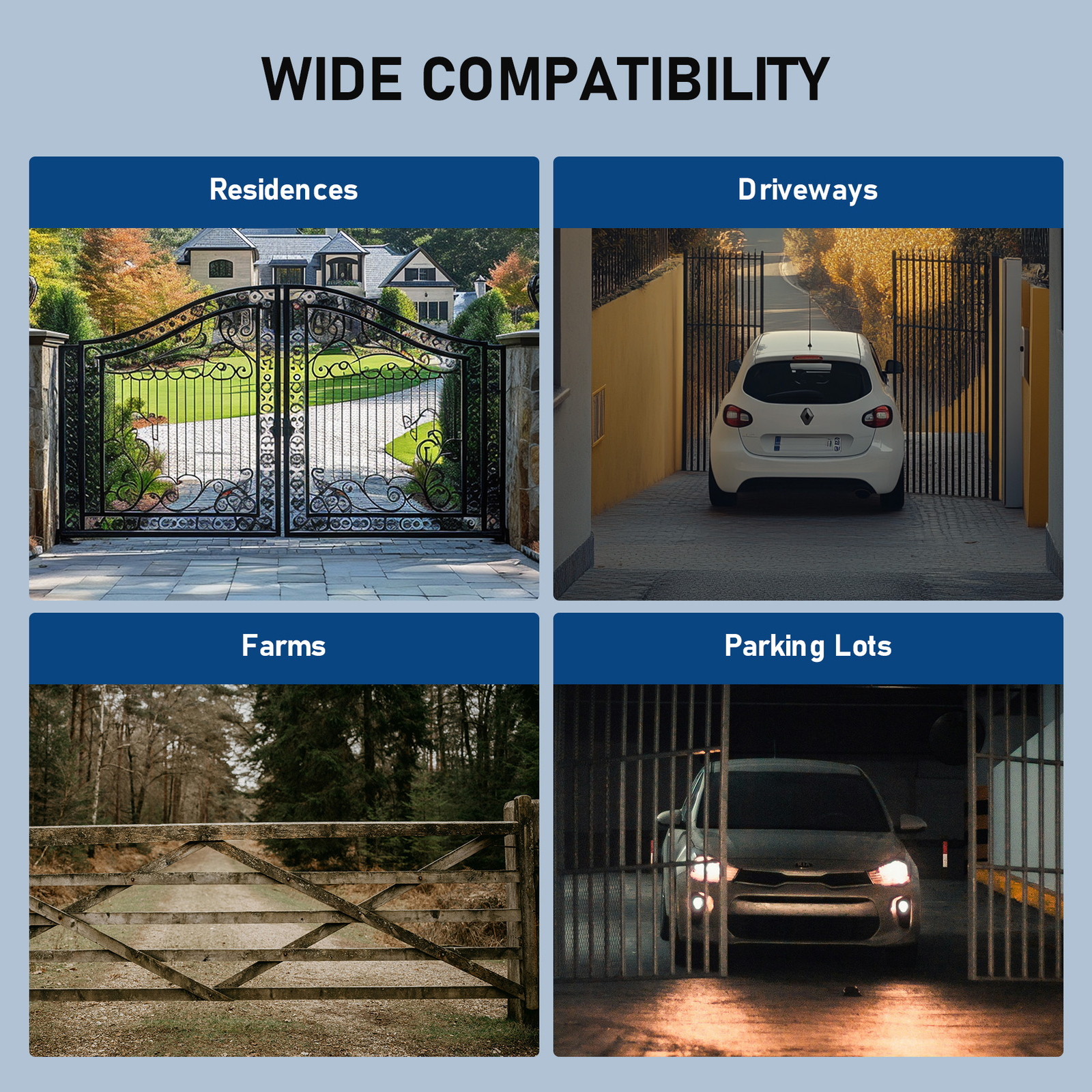 CO-Z Automatic Gate Opener Kit for Dual Swing Gate up to 660lb 5.9ft with Remote