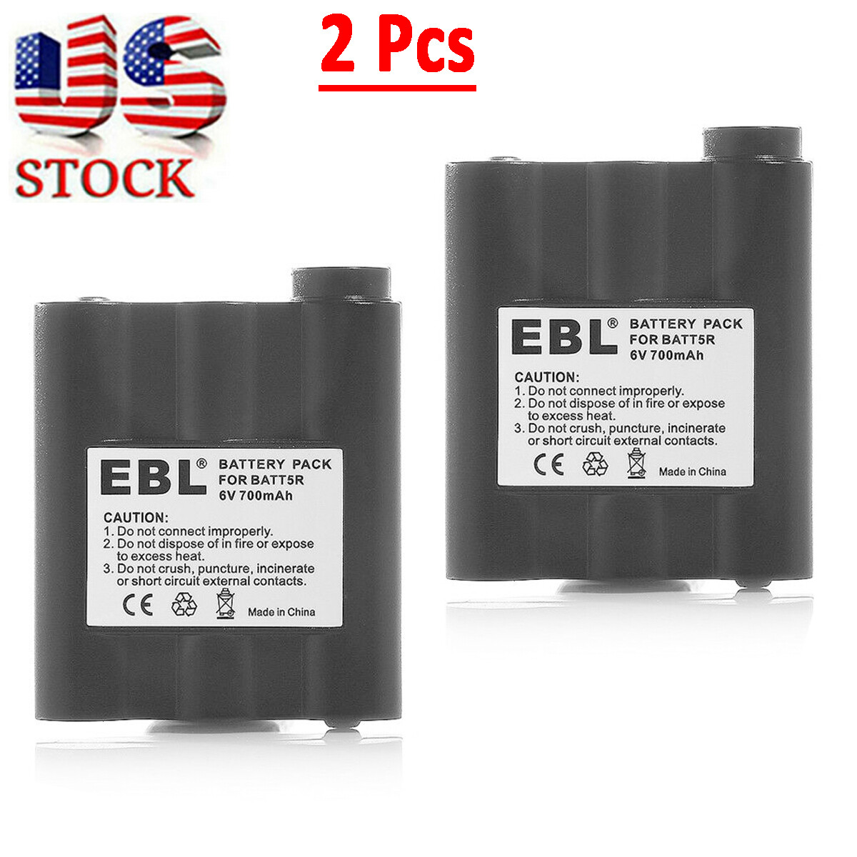 2x 700mAh Two-Way Radio Battery Rechargeable For Midland AVP-7 BATT5R BATT-5R