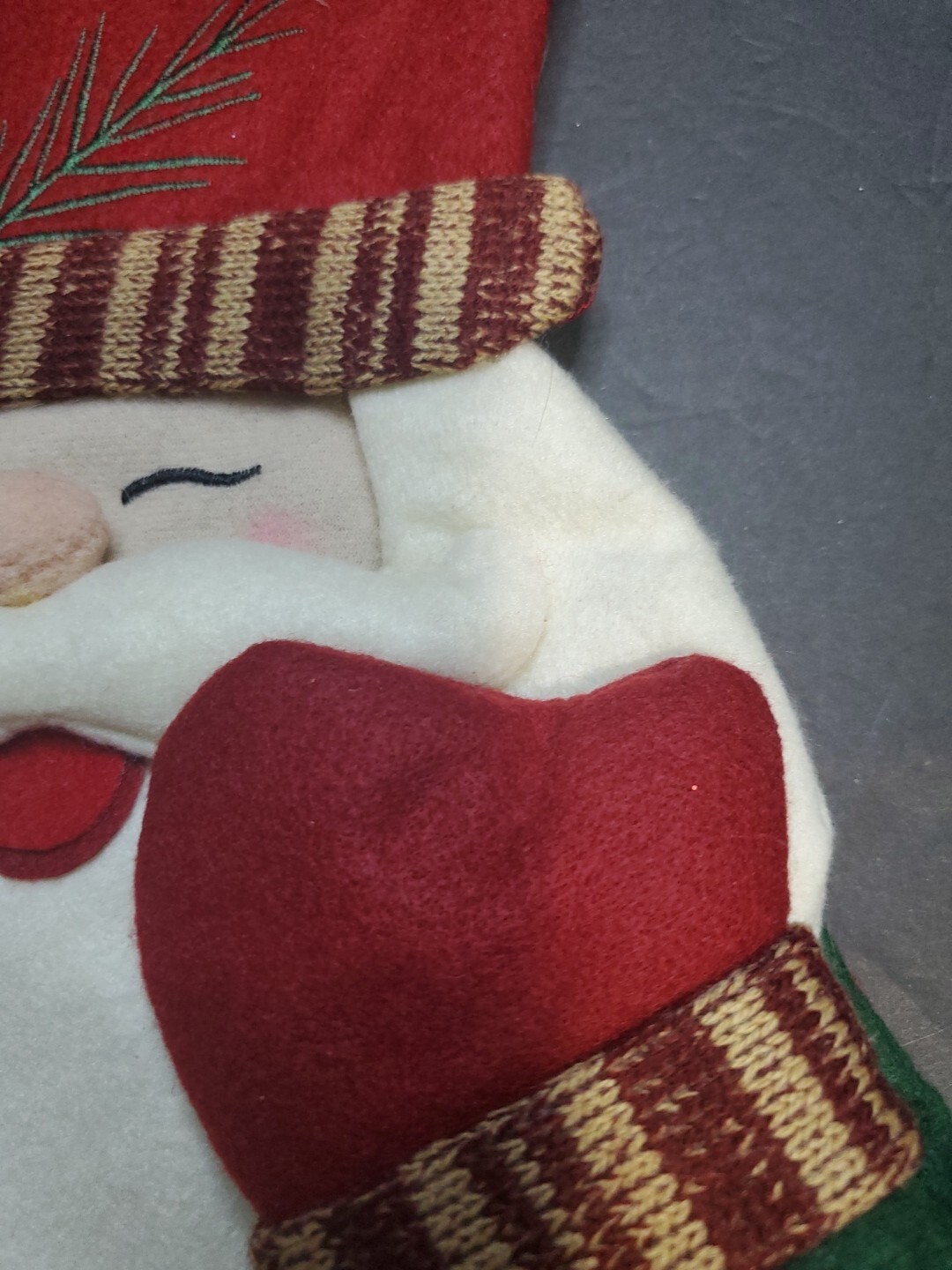 CHRISTMAS EVE 3D SANTA FELTED WOOL PINE CONE MITTEN CHRISTMAS STOCKING 17.5"