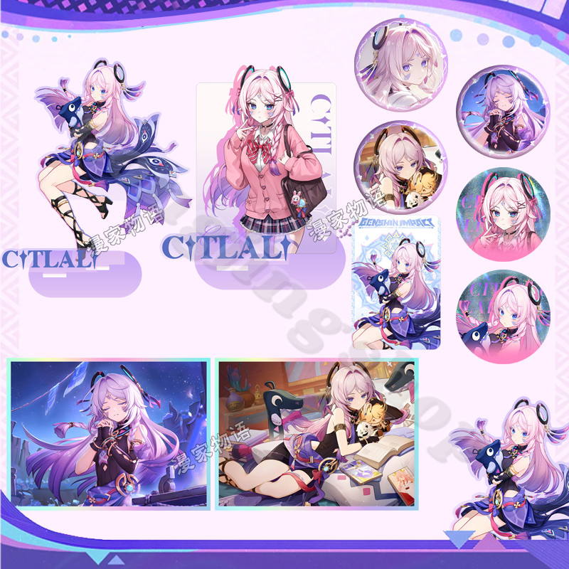 Genshin Impact Citlali Anime Badge Stand Plate Keychain Coloured Paper Set Gift