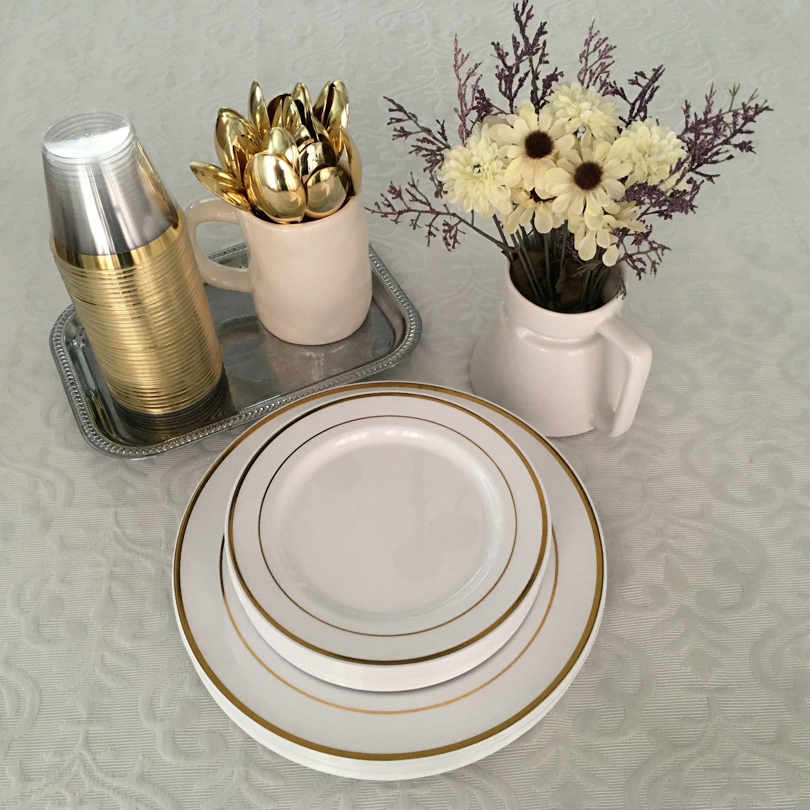 JL Prime 50 Piece Gold Plastic Spoons Bulk Set, Gold Plastic Cutlery Set