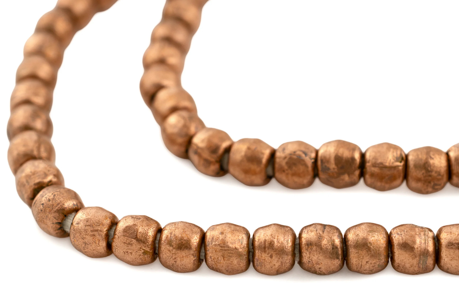 Round Copper Ethiopian Beads 8mm African Large Hole 32 Inch Strand Handmade