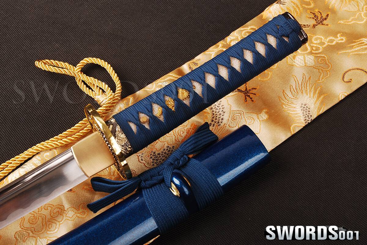 Noble Blue Japanese Wakizashi T10 Carbon Steel Real Sharp Blade Samurai Sword