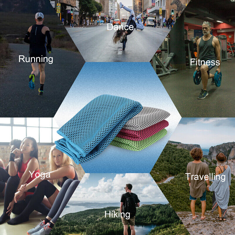 1-4PCS Cooling Towel For Neck and Face Cool Ice Sport Workout Yoga Sweat Towels