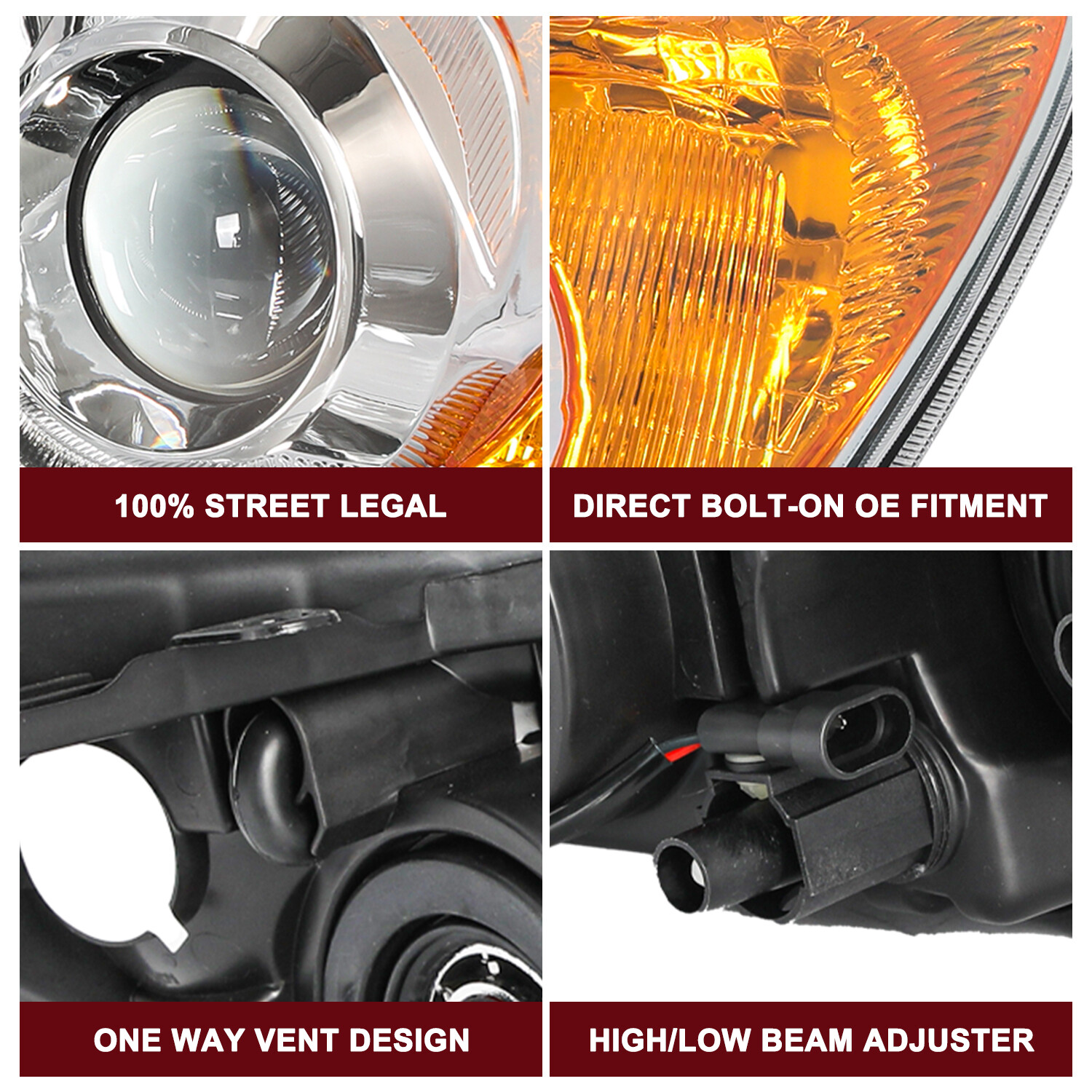 Left+Right Headlights Assembly W/Bulbs For 2009-2012 Toyota Rav4 Halogen Chrome