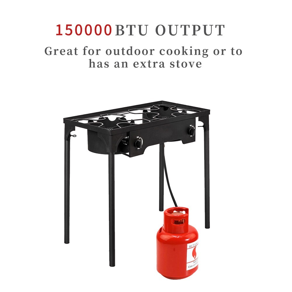 Hot 150000 BTU Propane Stove 2 Burner Gas Outdoor Portable Camping BBQ Grill US