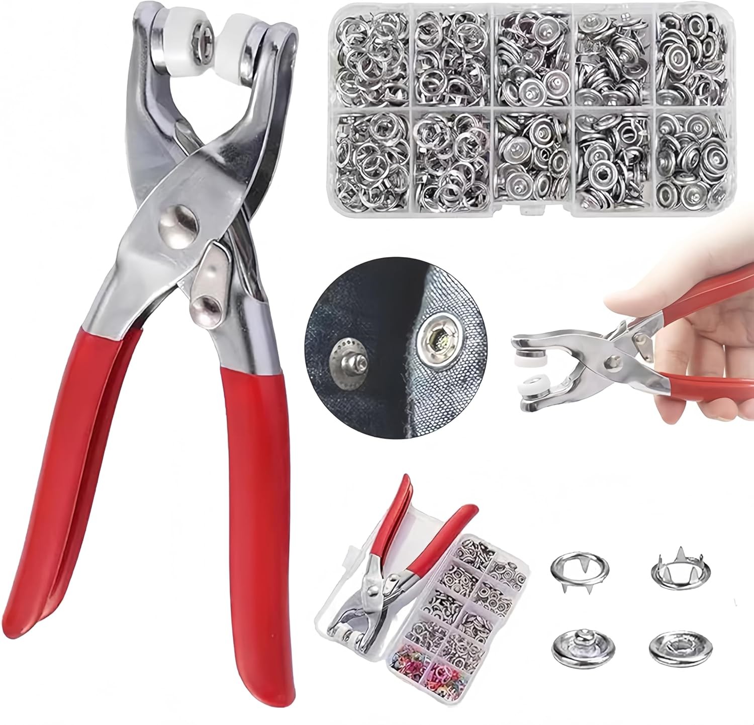 Sewing Kit with Metal Buttons,Included 100pcs Snap Button Kit with Fastener Tool