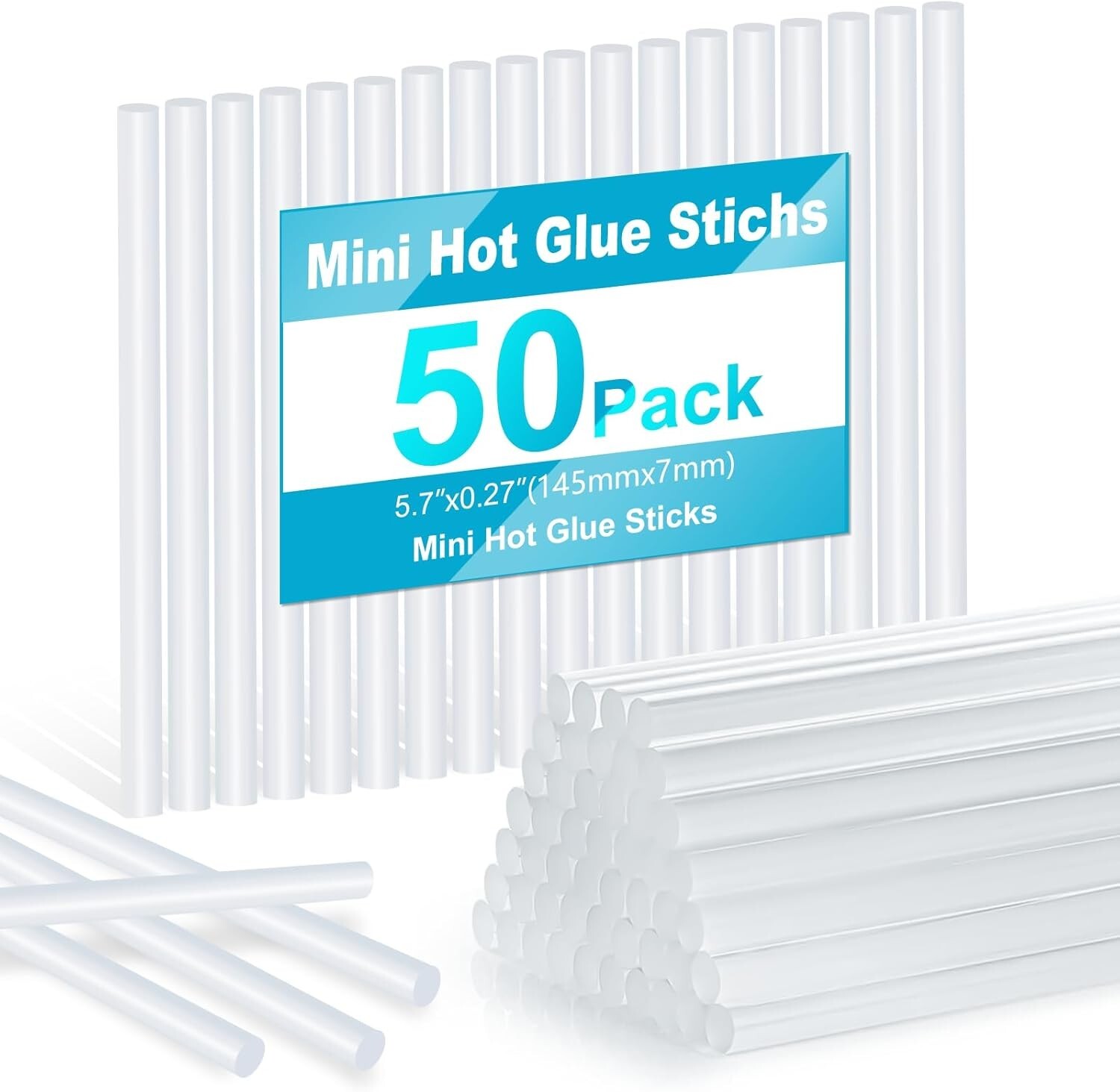 50 Pcs Mini Hot Glue Sticks for Glue Guns, 5.8" Long x 0.27" Diameter Small Size