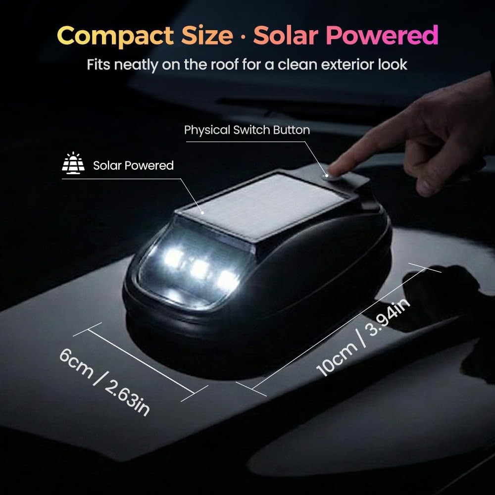 5 Pack Solar Powered LED Cab Roof Marker Running Lights w/Remote For Trucks SUV