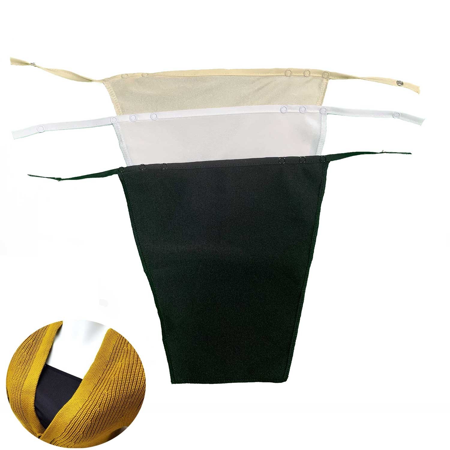 3 Pack Clip-on Mock Camisole Bra Insert Overlay Modesty Panel for Low-Cut Tops