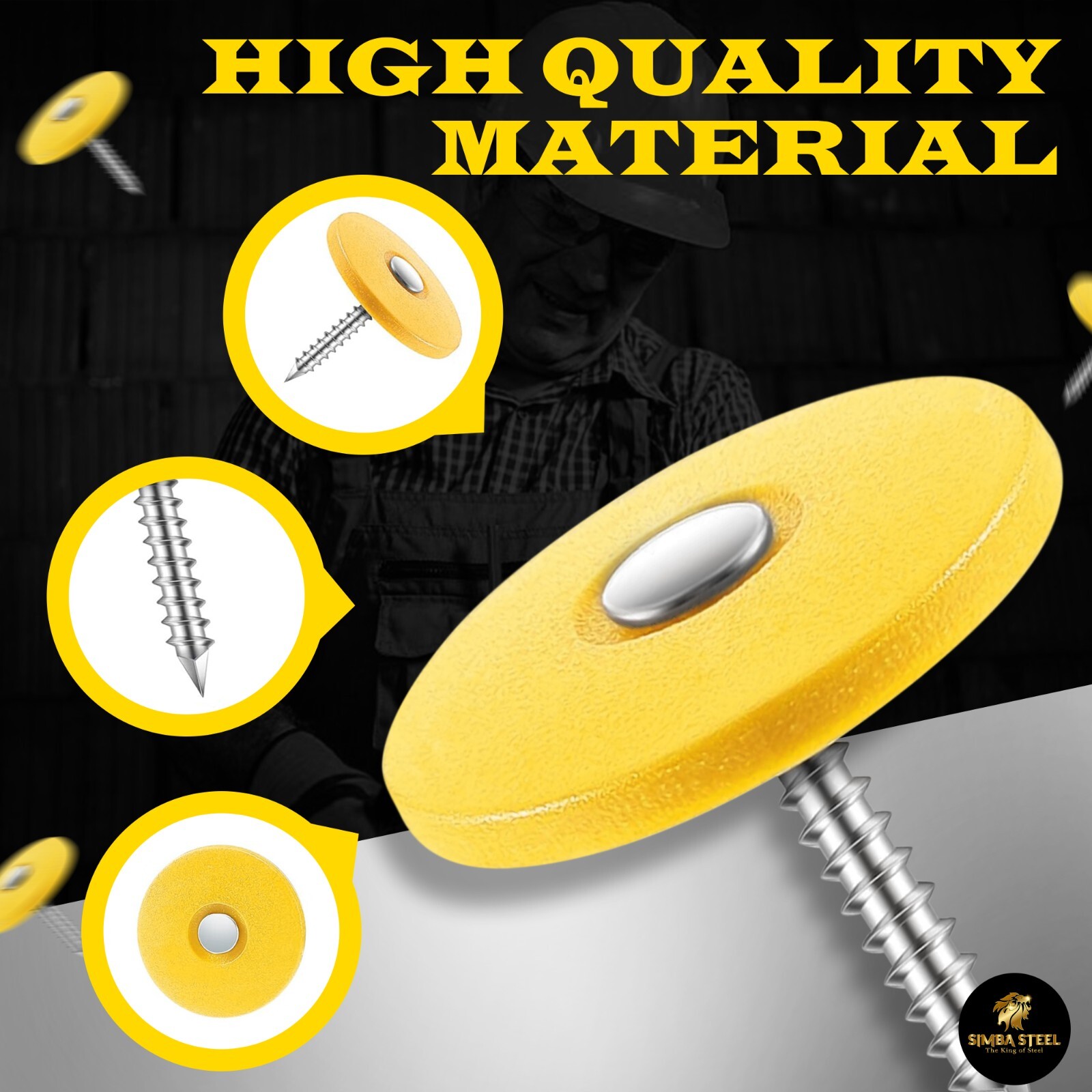 #12 x 1 in. Plastic Round Cap Roofing Nail (2,000-Pack) SimbaSteel