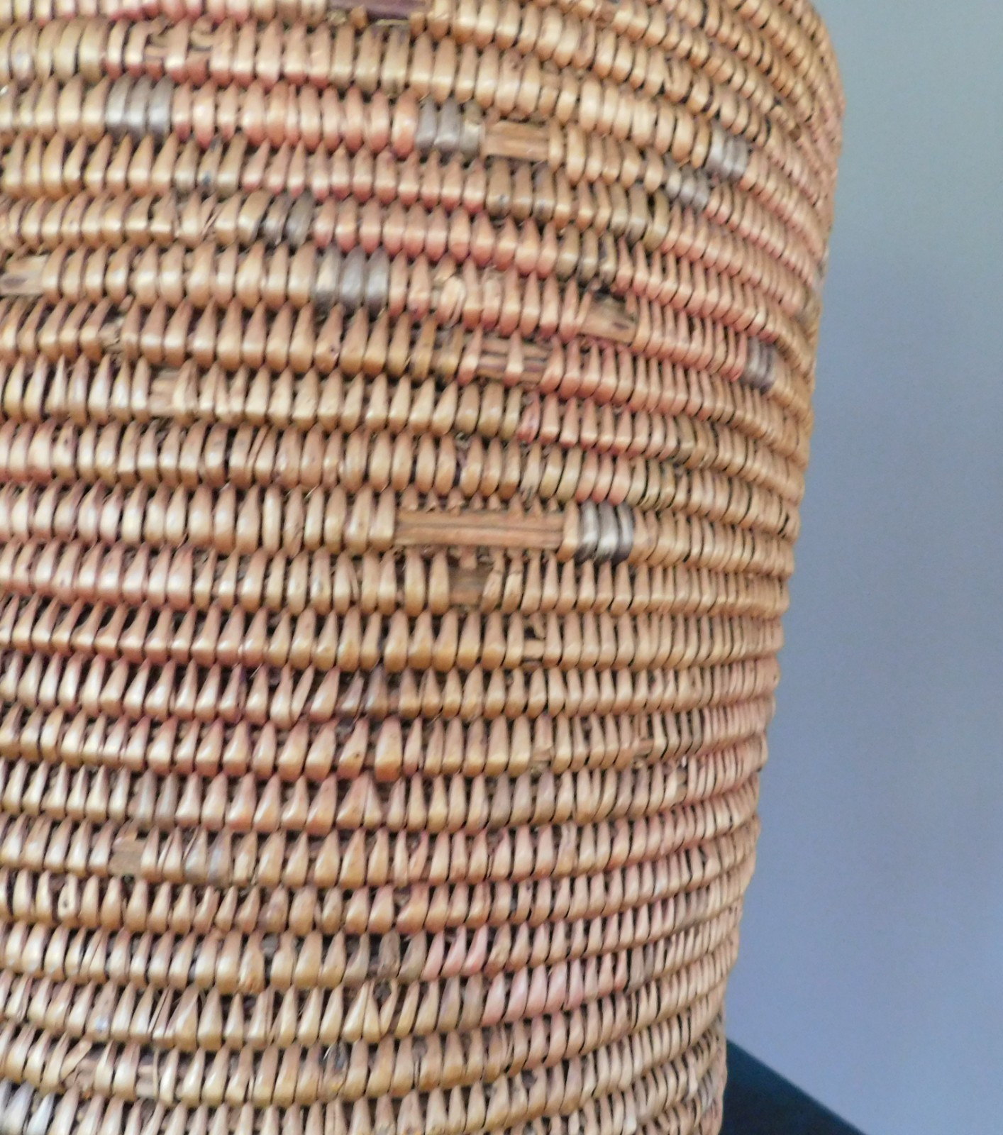 VINTAGE SOUTHWEST INDIAN JICARILLA APACHE POLYCHROME CYLINDRICAL BASKET