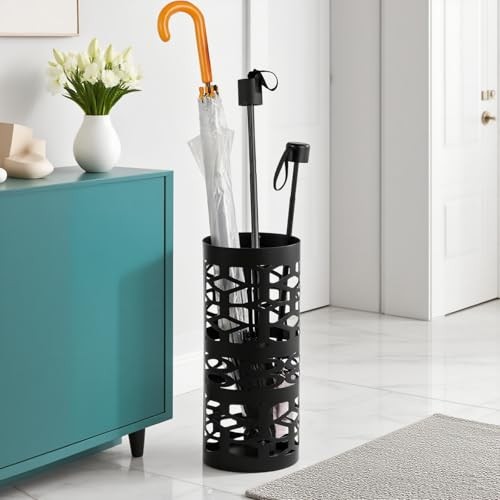 Umbrella Stand, Black Metal Umbrella Holder Freestanding, Cane Walk Stick