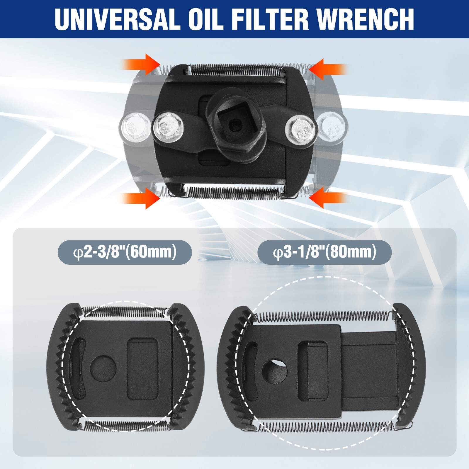 WORKPRO Universal Oil Filter Wrench Adjustable w/Auto-Clamp Spring Removal Tool