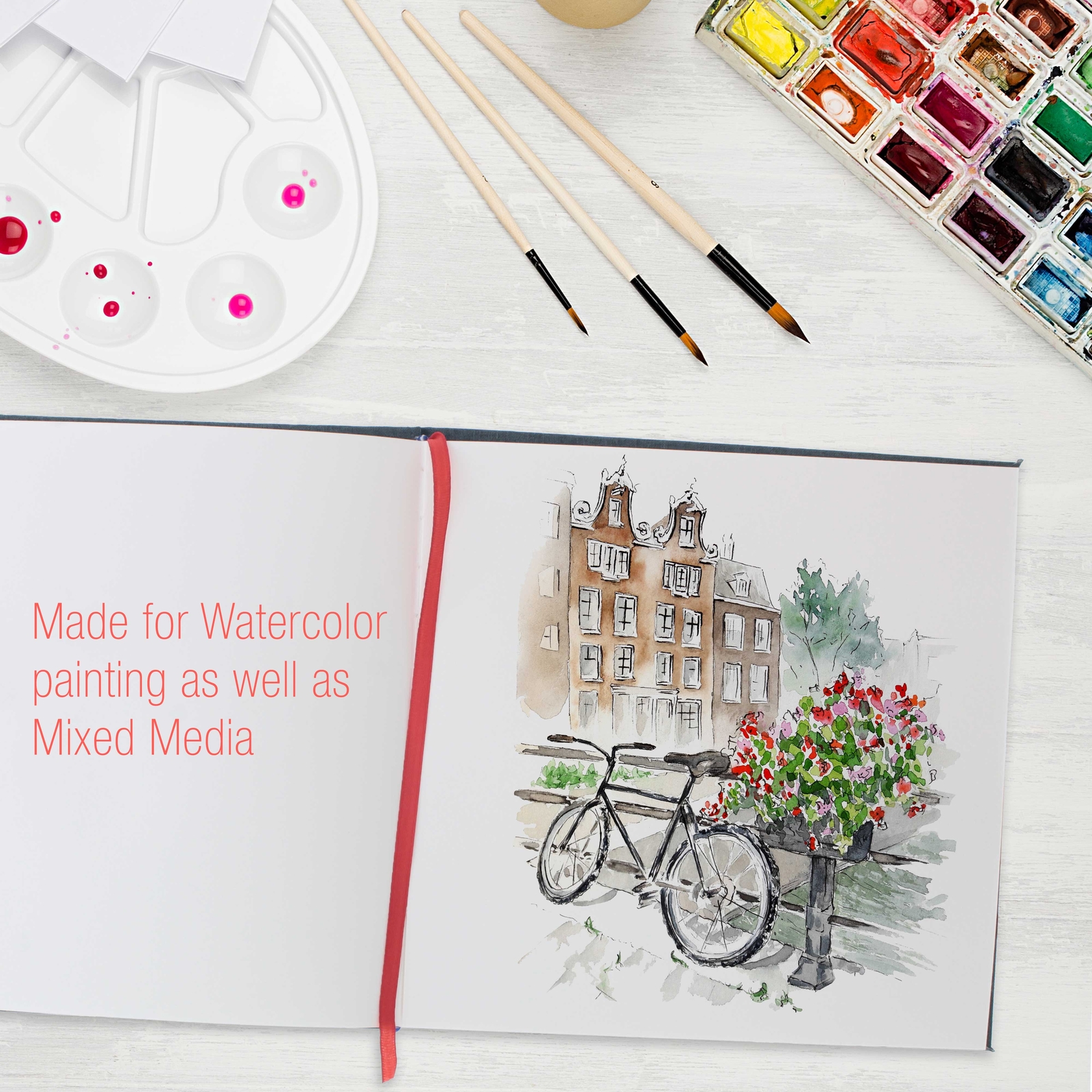 8.5" x 8.5" Art Watercolor Book, 2 Pack, 76 Sheets, 110lb, Linen-Bound Hardcover