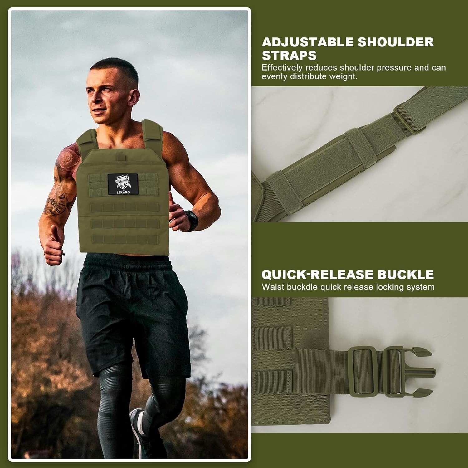 Adjustable Tactical Weighted Vest for Men & Women – Comfort Fit for HIIT & Ru...