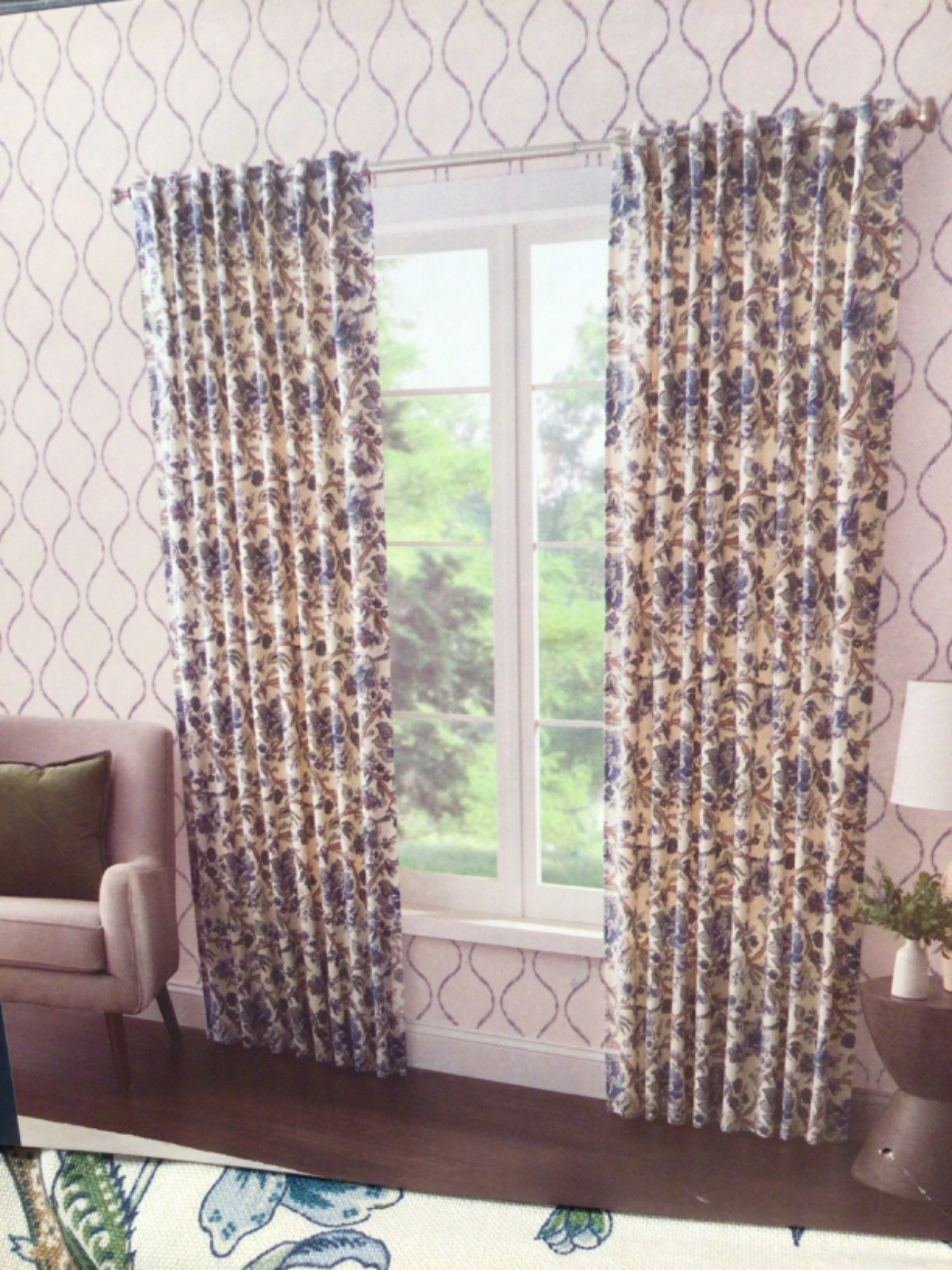 CURATED KRAVET window Panel Curtains 50 x 96 Jacobean Floral Garden 2 PC Set NEW