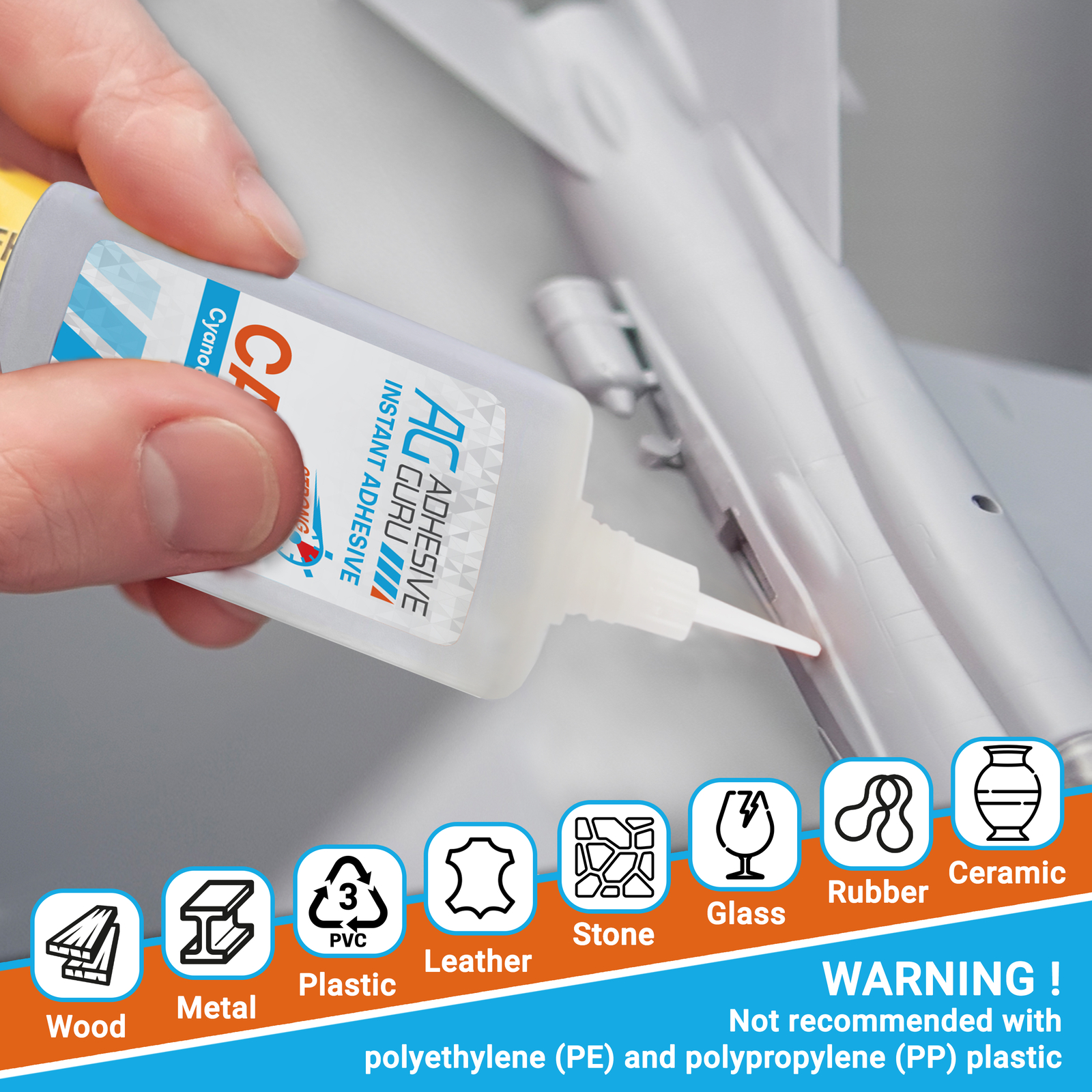 Adhesive Guru Super Ca Glue with Activator (2x4.5 oz-2x16.9 fl oz) 2 Pk