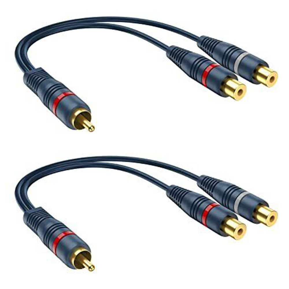 RCA 1 Female to 2 Male RCA 1 Male to 2 Female Audio Y-Converter Splitter Adapter