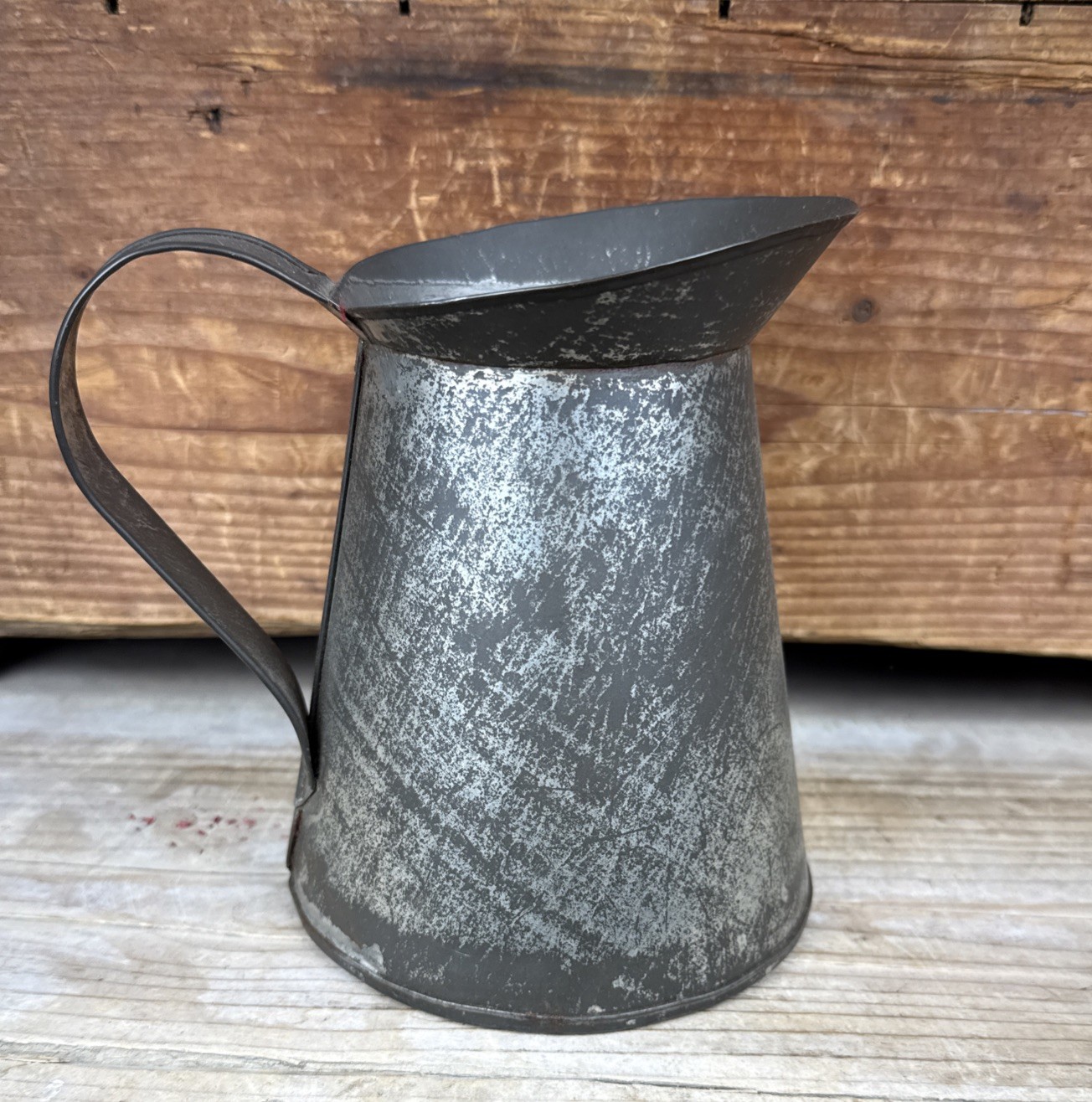 Early Antique Tin Pitcher Tinsmith Made Primitive Pitcher