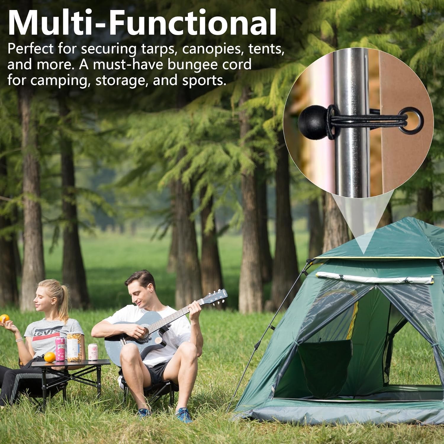 4" Inch Black Ball Bungee Bungie Cord Canopy Tarp Tie Downs Straps New Lot