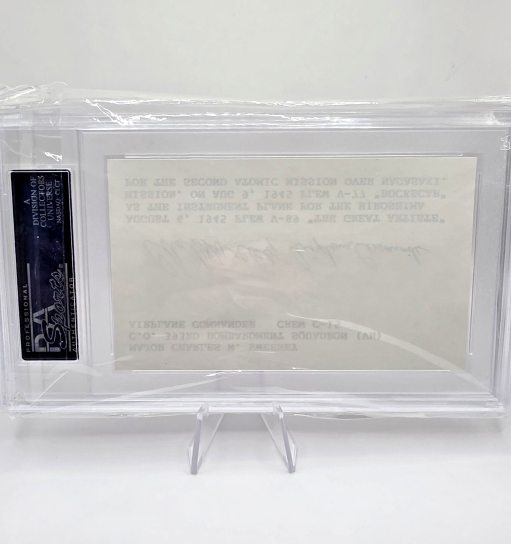 Major Charles W. Sweeney Autograph, "Bockscar", WWII - PSA/DNA.