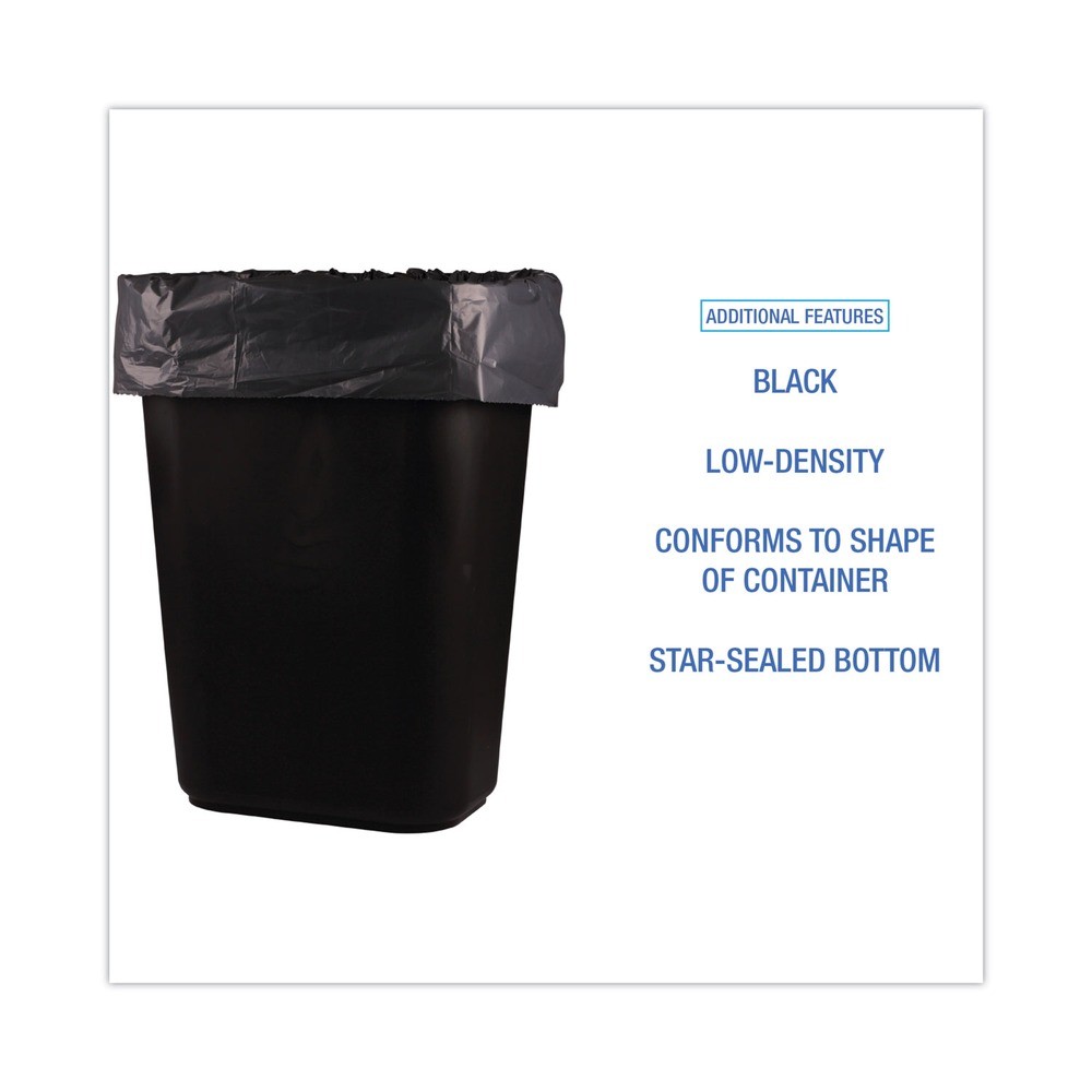 Boardwalk 510 16 gal. 1 mil Low-Density Waste Can Liners - Black (150/CT) New