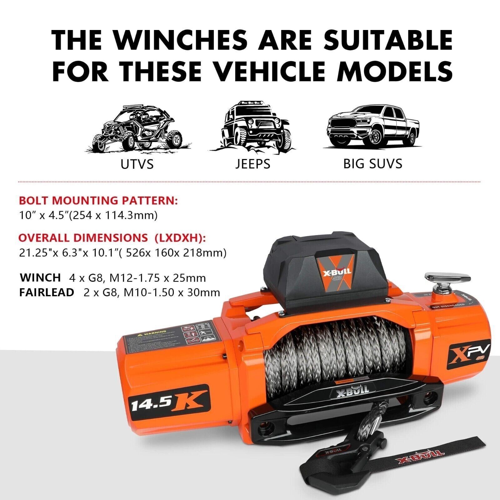 X-BULL Electric Winch 14500LBS 13000LBS 12000LBS 10000LB Winch 4WD Trailer Jeep