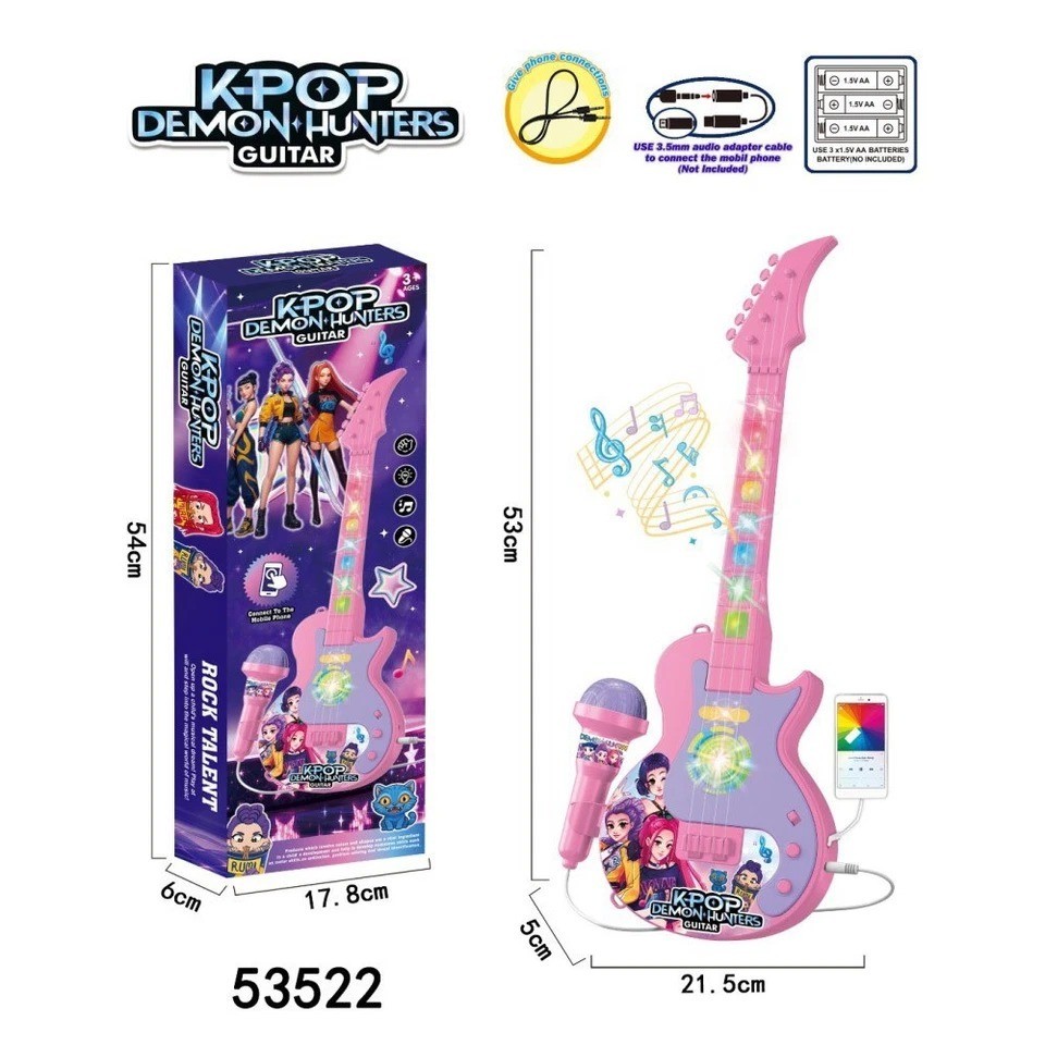 Cosplay KPOP Demon Hunters Music Microphone – Kids Toy Light-Up Singing Gift US