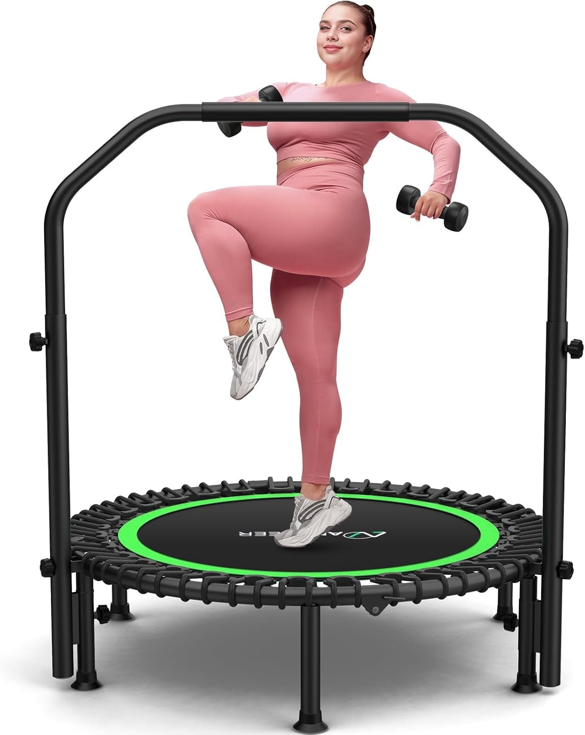 40" Foldable Mini Trampoline with Bungees, Fitness Trampoline Max Load 450lbs US