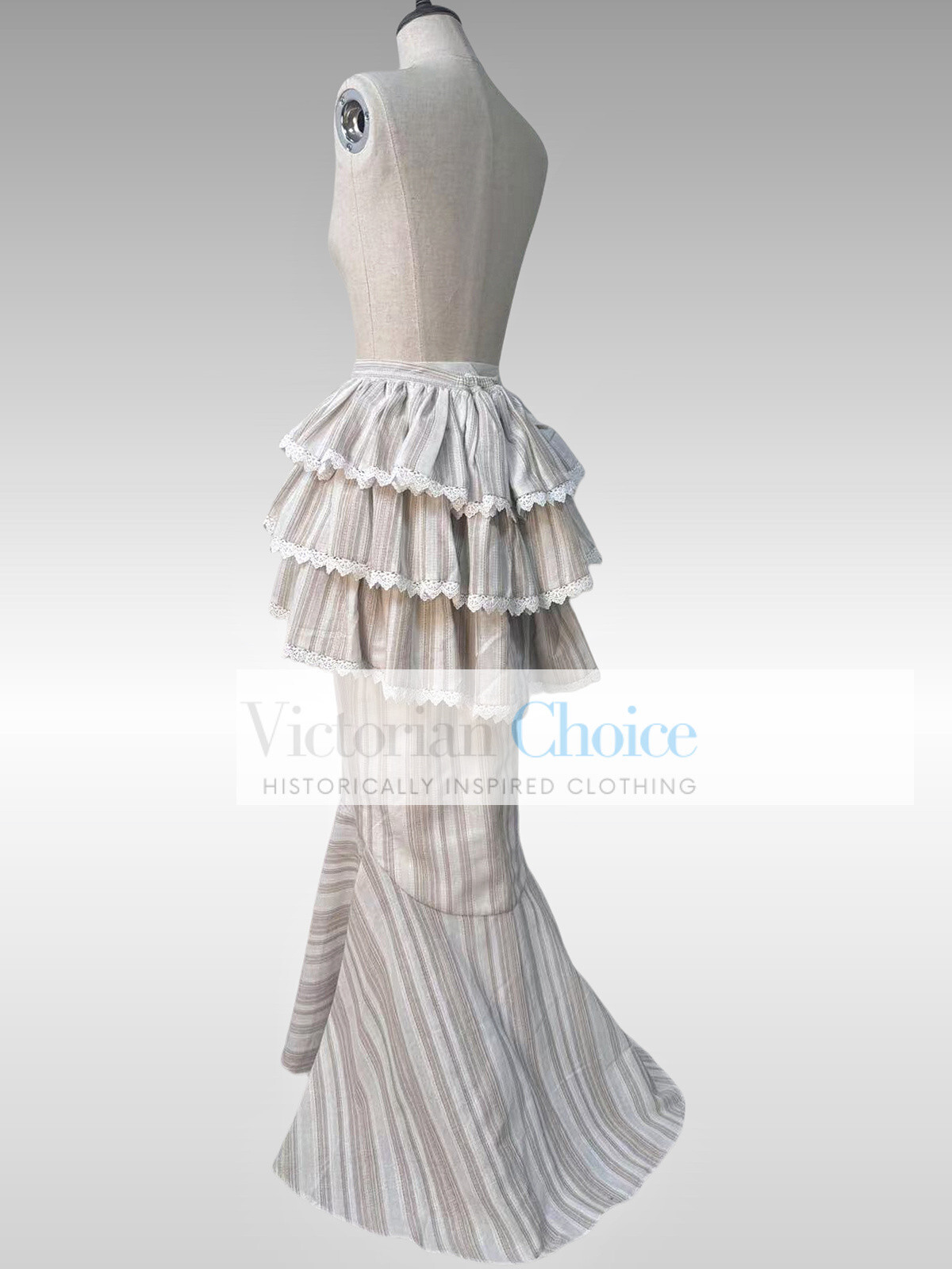 Edwardian Downton Abbey 1900s Vintage Form Fitting Peplum Dress Theater Gown 328