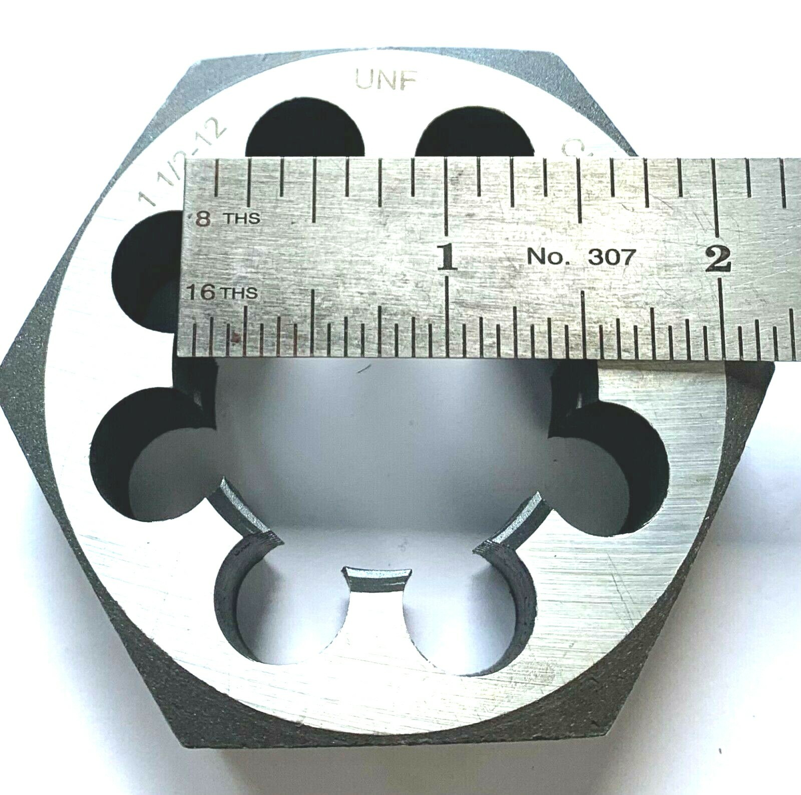 1-1/2-12 UNF CARBON STEEL HEX RETHREADING DIE - NEW!