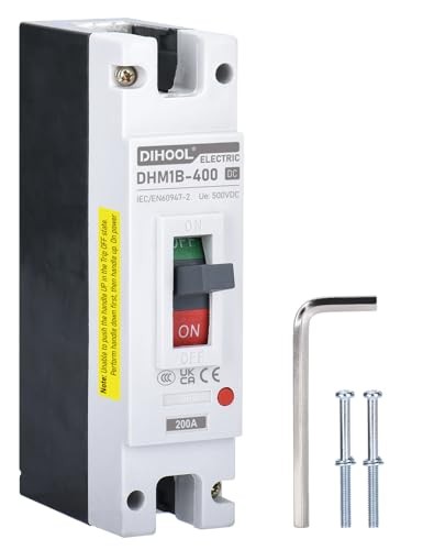 200 Amp DC Breaker, 500V Battery Disconnect Switch, Thermal Magnetic Trip 200a