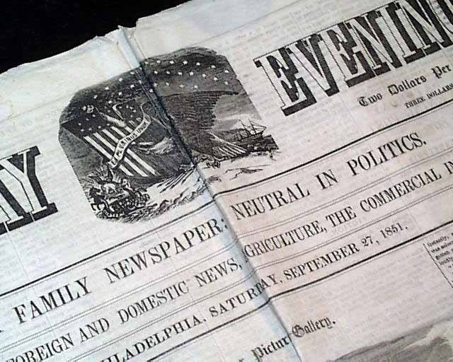 Early SEA SERPENT Monster Creature HMS Plumper Sighting w/ Print 1851 Newspaper