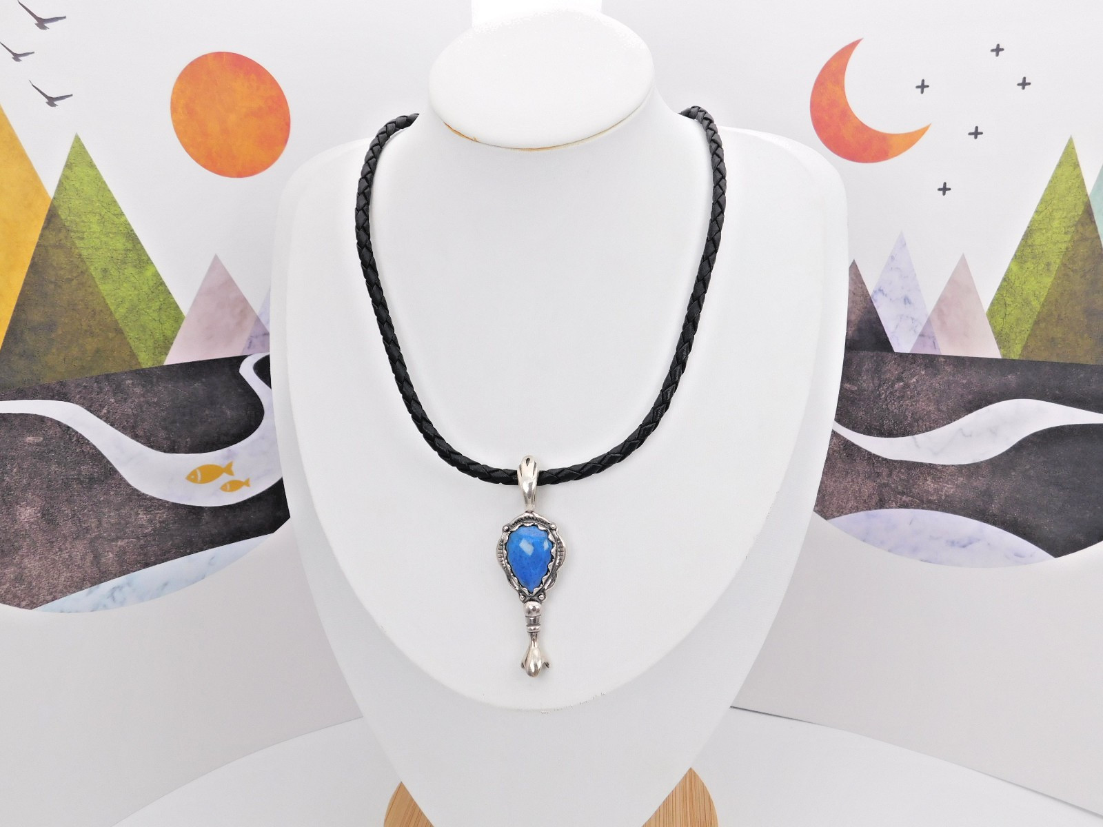 Gorgeous Carolyn Pollack Sterling Leather Necklace + New Lapis Naja Enhancer